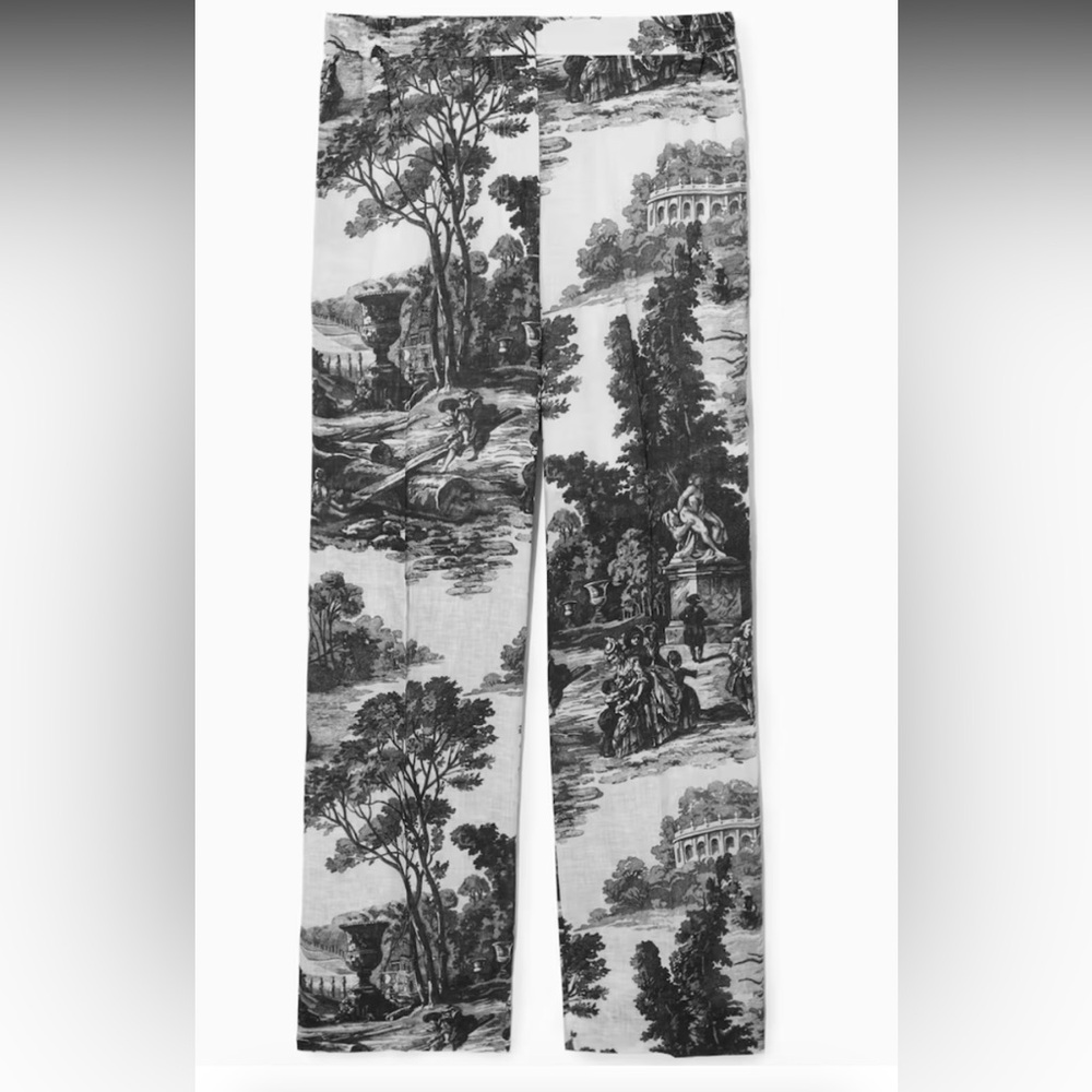 COS Black and White Toile Print Wide-Leg Pants